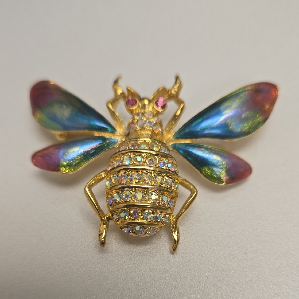 R.J. Graziano Gold and Multicolor Bee Brooch